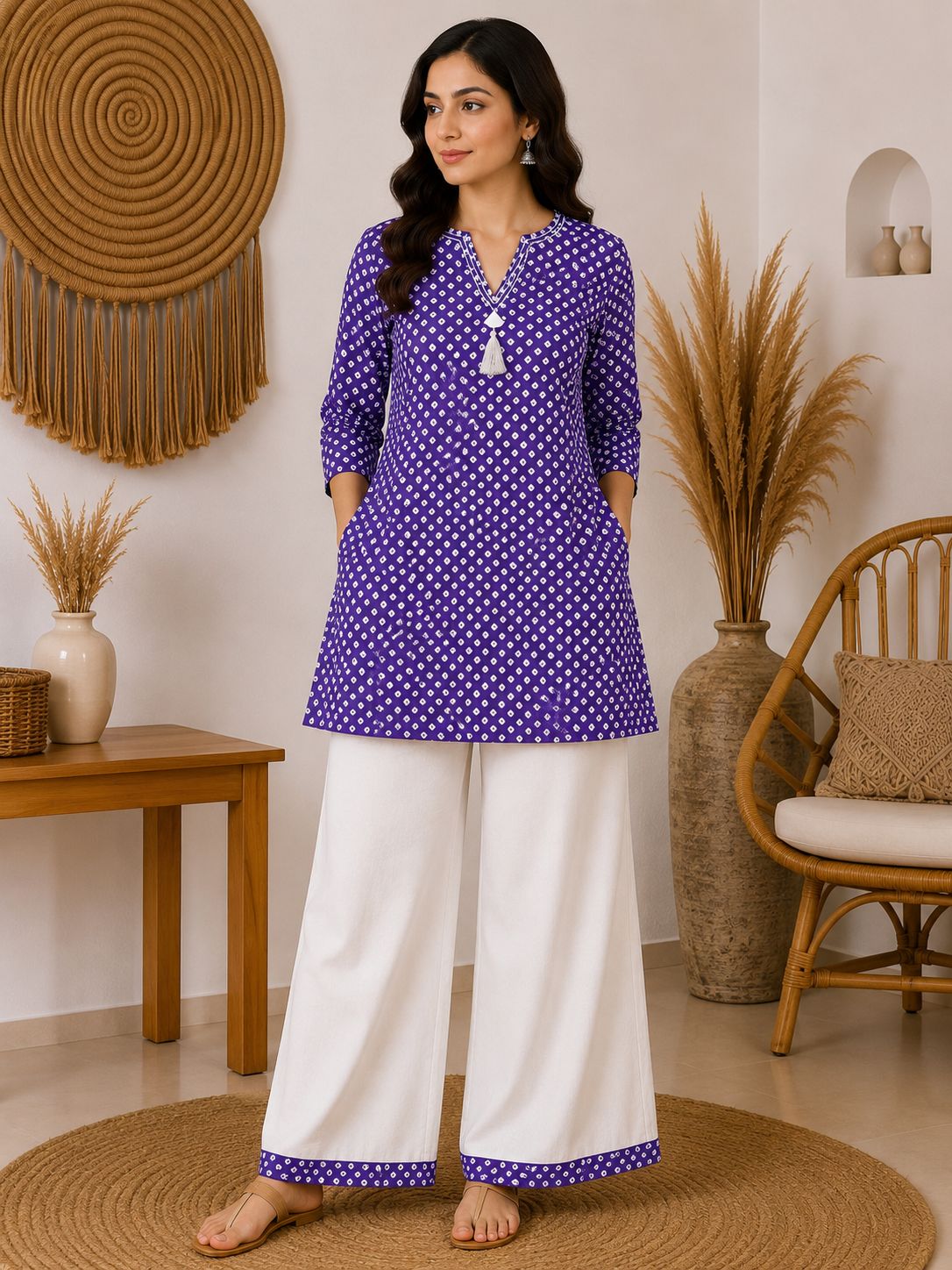 Reyon Kurta with Linen Pant