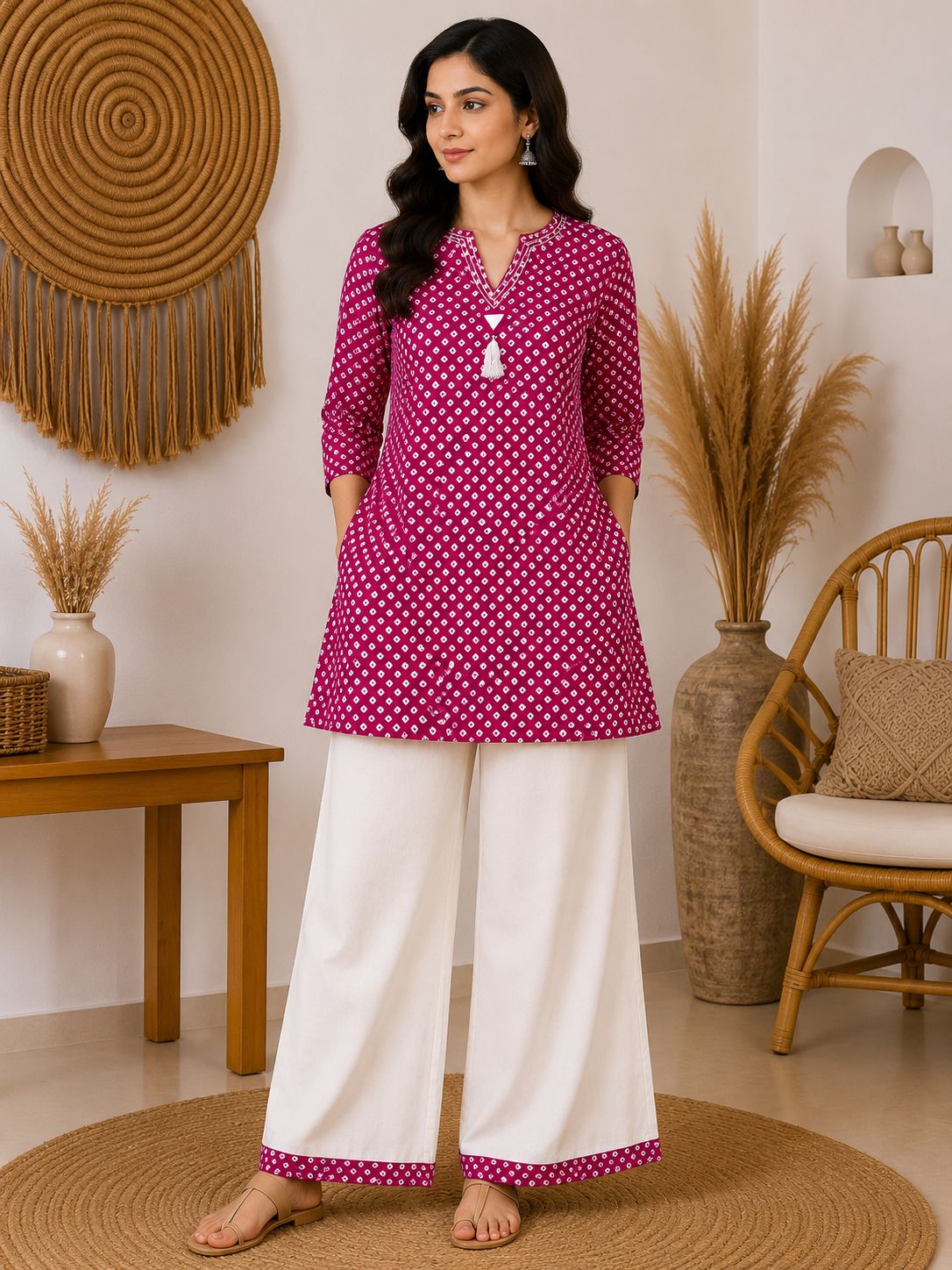 Reyon Kurta with Linen Pant